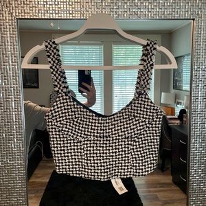 Zara houndstooth corset top